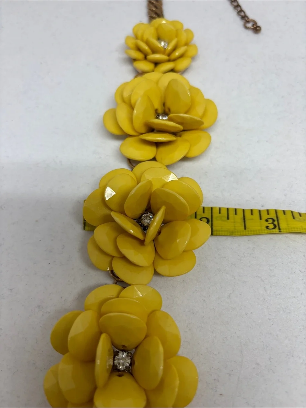 Yellow Floral Resin Statement Necklace - Picture 14 of 15
